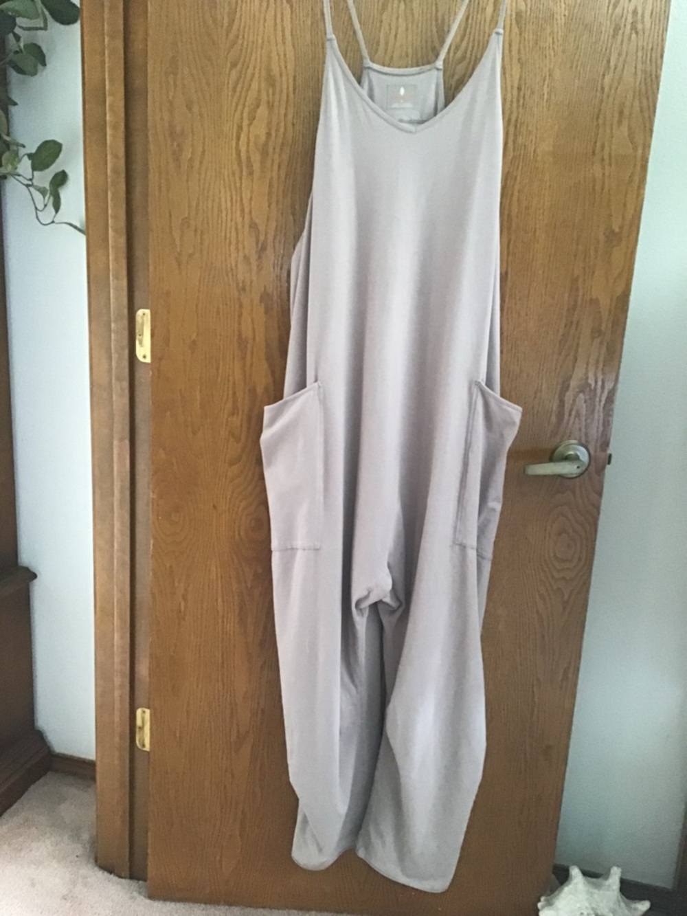 Free People Oversized Taupe Pocket Jumpsuit